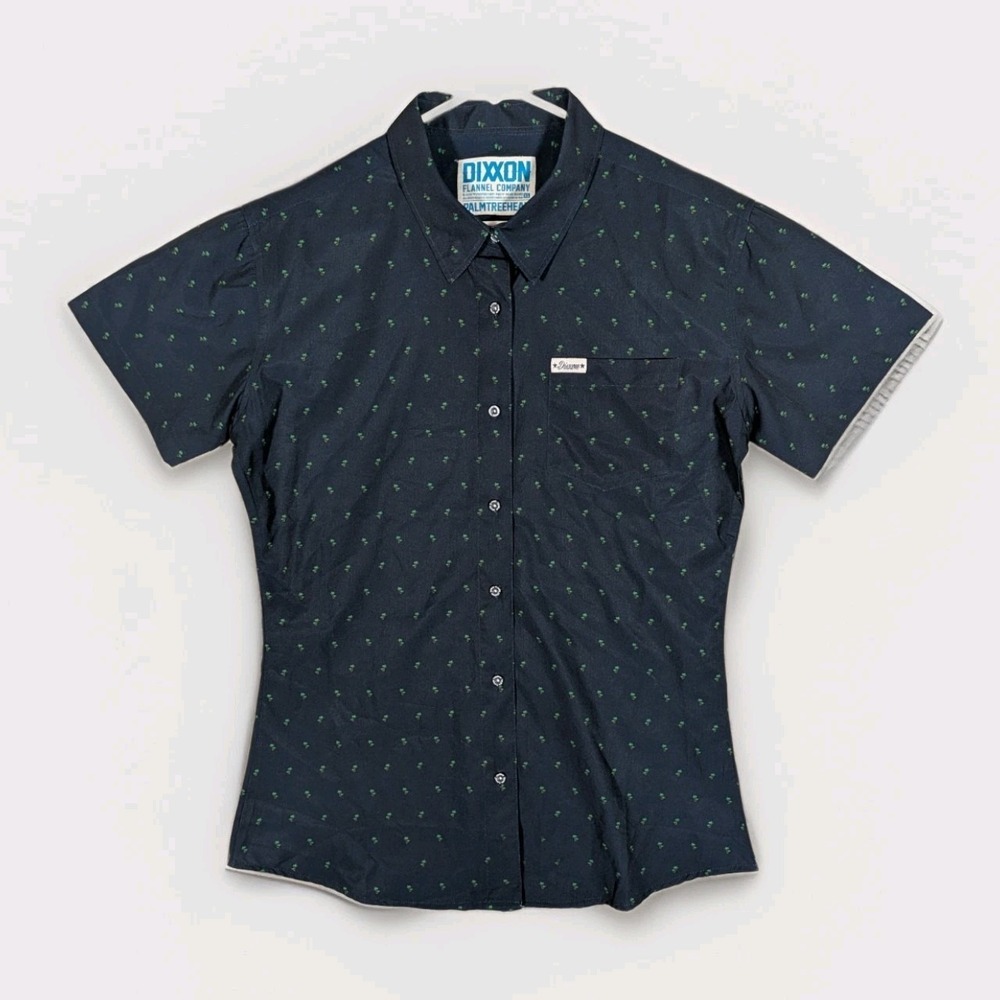Dixxon Flannel Co Short Sleeve Button Up Shirt Men's Size XL Palm Tree Head AOP